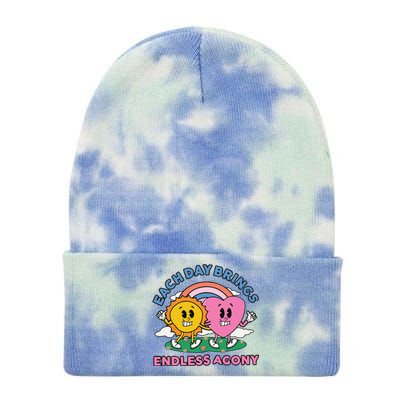 Each Day Brings Endless Agony Tie Dye 12in Knit Beanie