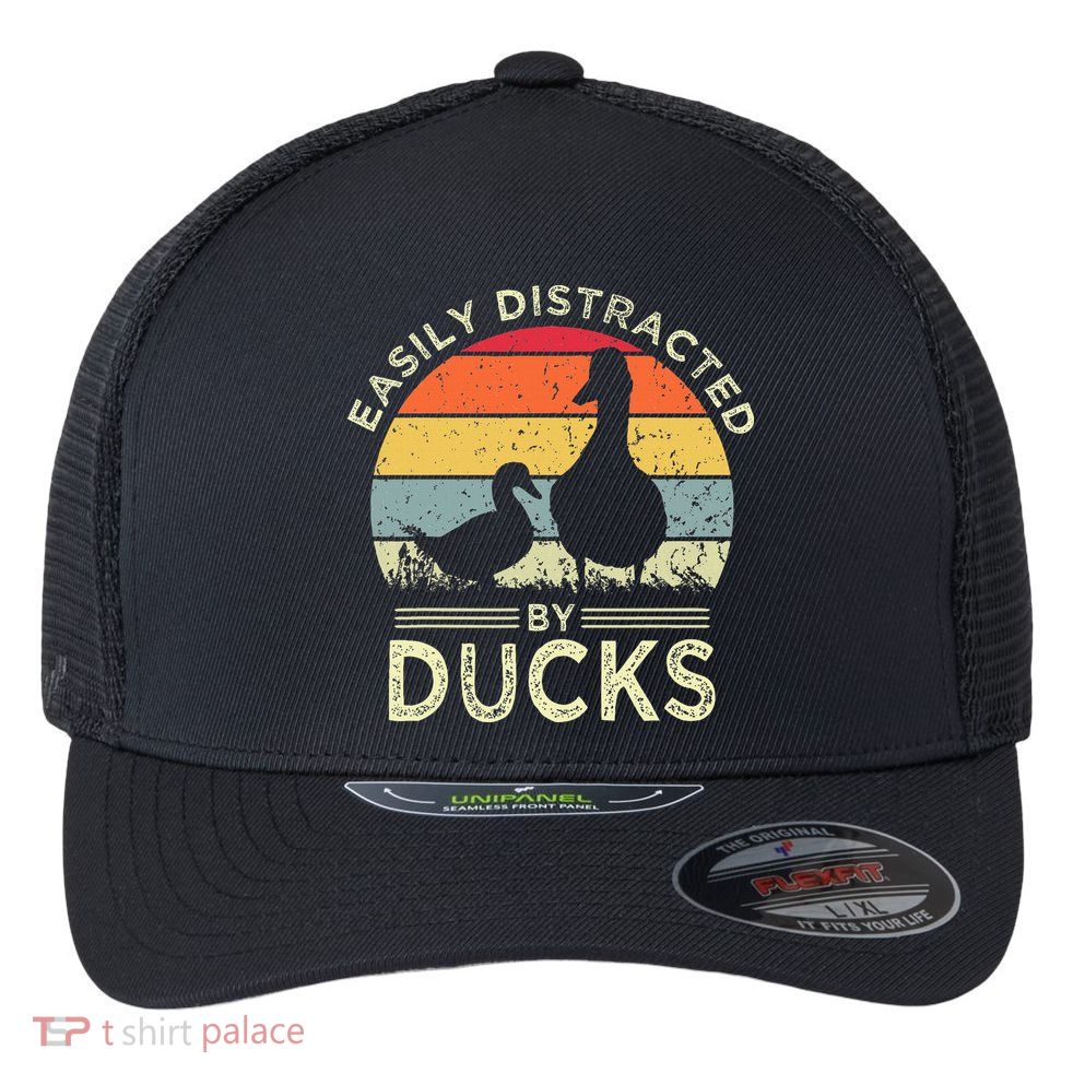 Easily Distracted By Ducks Flexfit Unipanel Trucker Cap