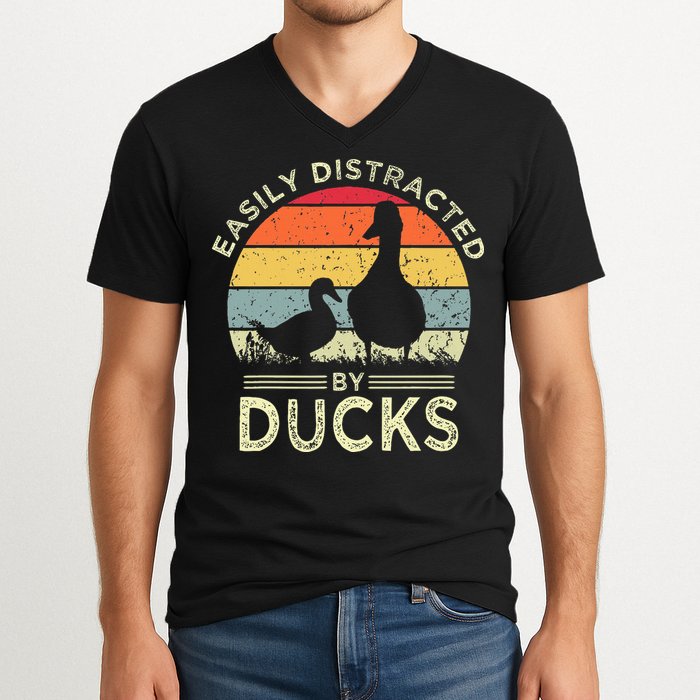 Easily Distracted By Ducks V-Neck T-Shirt