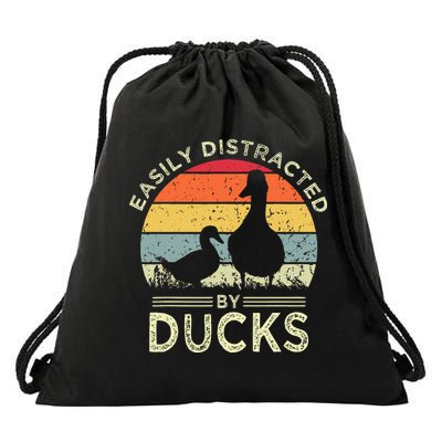 Easily Distracted By Ducks Drawstring Bag