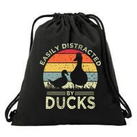 Easily Distracted By Ducks Drawstring Bag