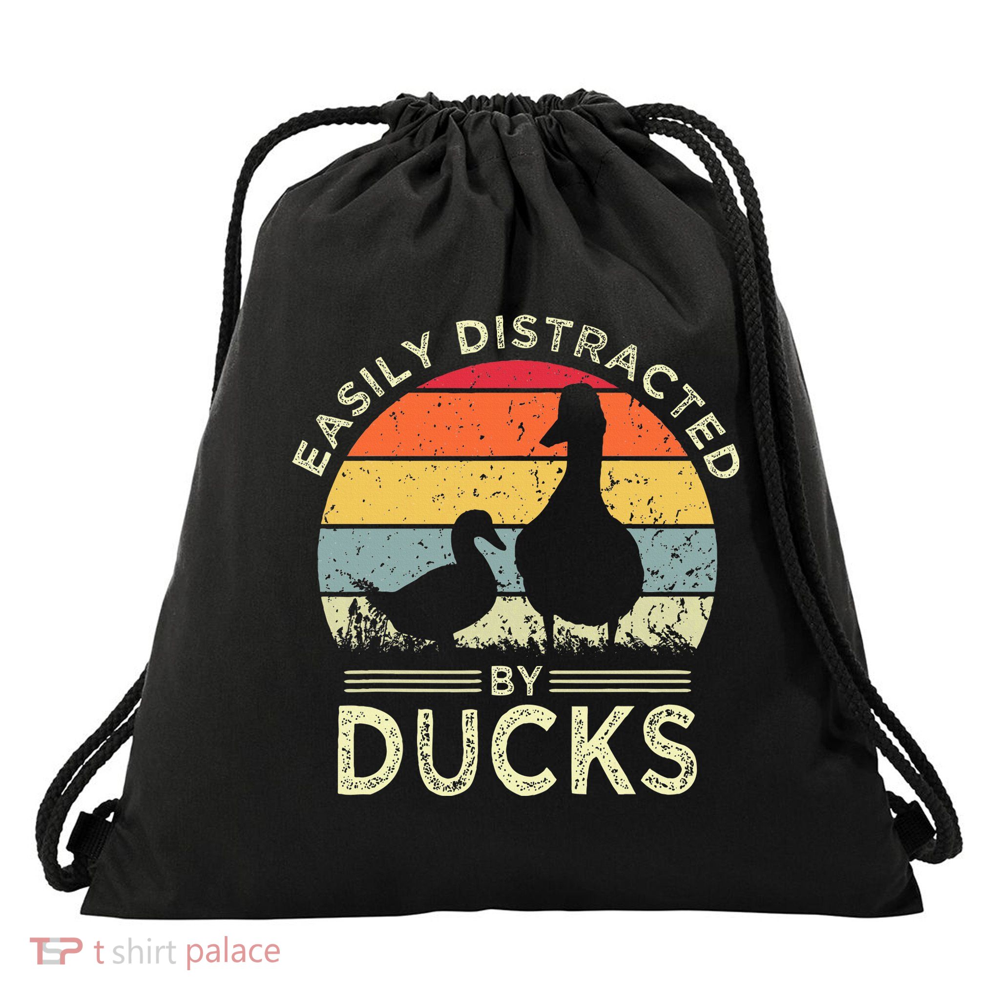 Easily Distracted By Ducks Drawstring Bag