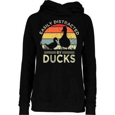 Easily Distracted By Ducks Womens Funnel Neck Pullover Hood