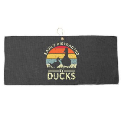 Easily Distracted By Ducks Large Microfiber Waffle Golf Towel