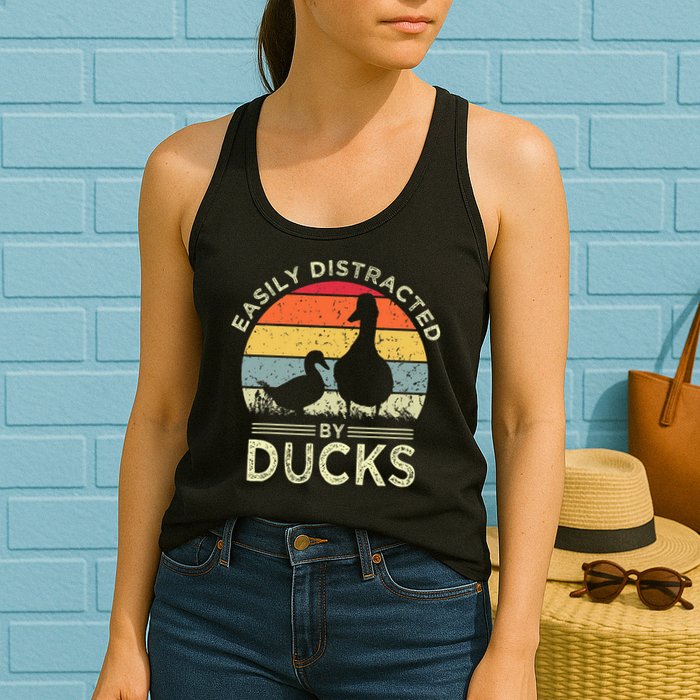 Easily Distracted By Ducks Womens Tank Top