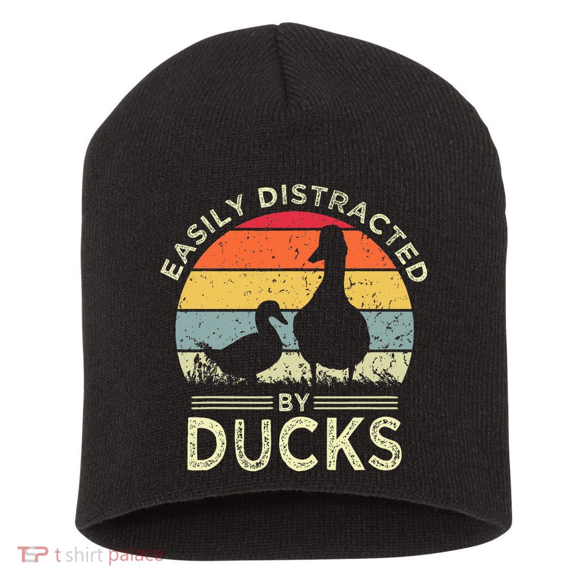 Easily Distracted By Ducks Short Acrylic Beanie