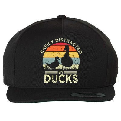 Easily Distracted By Ducks Wool Snapback Cap