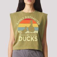 Easily Distracted By Ducks Garment-Dyed Women's Muscle Tee