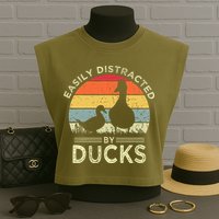 Easily Distracted By Ducks Garment-Dyed Women's Muscle Tee