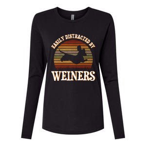 Easily Distracted By Weiners Dachshund Lovers Wiener Lovers Cool Gift Womens Cotton Relaxed Long Sleeve T-Shirt