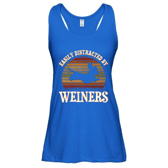 Easily Distracted By Weiners Dachshund Lovers Wiener Lovers Cool Gift Ladies Essential Flowy Tank