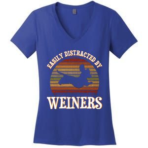 Easily Distracted By Weiners Dachshund Lovers Wiener Lovers Cool Gift Women's V-Neck T-Shirt