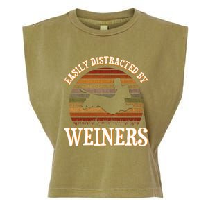 Easily Distracted By Weiners Dachshund Lovers Wiener Lovers Cool Gift Garment-Dyed Women's Muscle Tee