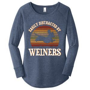 Easily Distracted By Weiners Dachshund Lovers Wiener Lovers Cool Gift Women's Perfect Tri Tunic Long Sleeve Shirt