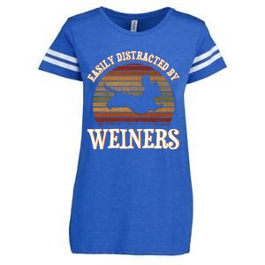 Easily Distracted By Weiners Dachshund Lovers Wiener Lovers Cool Gift Enza Ladies Jersey Football T-Shirt