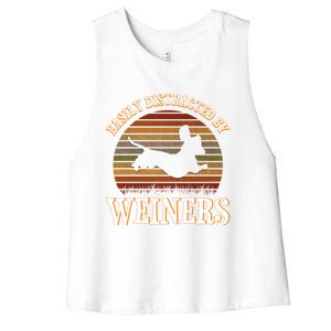 Easily Distracted By Weiners Dachshund Lovers Wiener Lovers Cool Gift Women's Racerback Cropped Tank