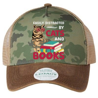 Easily Distracted By Cats And Books Legacy Tie Dye Trucker Hat