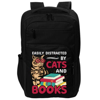 Easily Distracted By Cats And Books Impact Tech Backpack