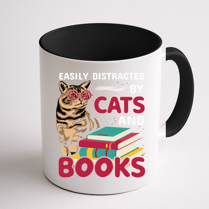 Easily Distracted By Cats And Books Mug