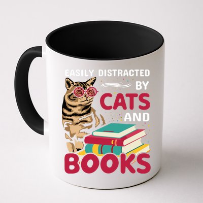Easily Distracted By Cats And Books Mug