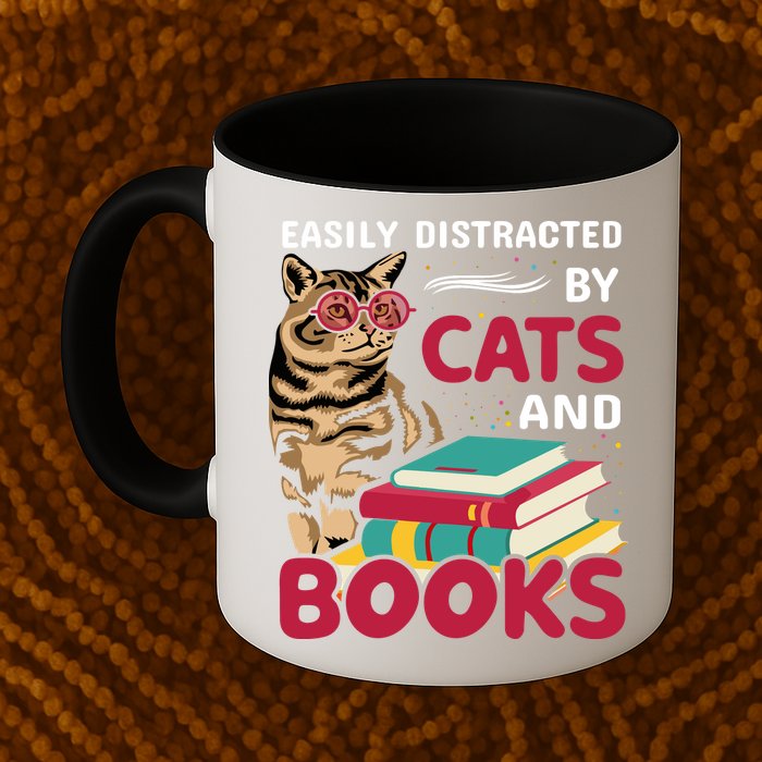 Easily Distracted By Cats And Books Mug