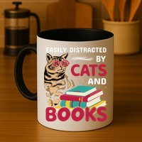 Easily Distracted By Cats And Books Mug