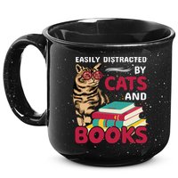 Easily Distracted By Cats And Books 15oz Campfire Ceramic Mug