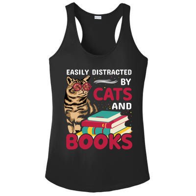 Easily Distracted By Cats And Books Ladies PosiCharge Competitor Racerback Tank