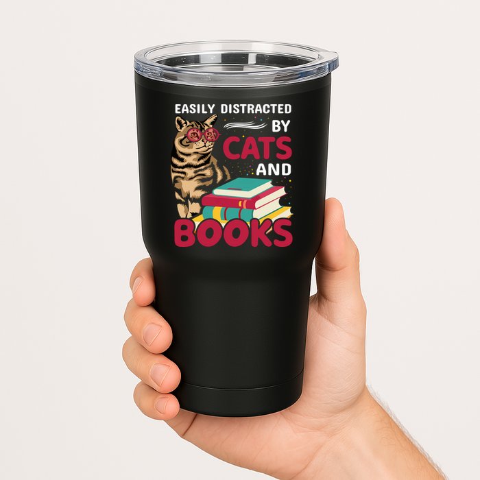 Easily Distracted By Cats And Books Tumbler