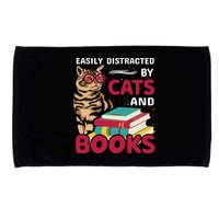 Easily Distracted By Cats And Books Microfiber Hand Towel