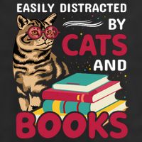 Easily Distracted By Cats And Books Microfiber Hand Towel