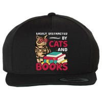Easily Distracted By Cats And Books Wool Snapback Cap
