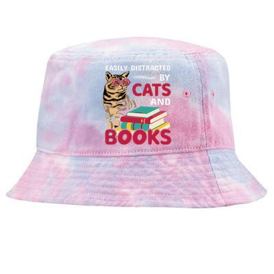 Easily Distracted By Cats And Books Tie-Dyed Bucket Hat