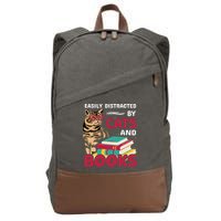 Easily Distracted By Cats And Books Cotton Canvas Backpack