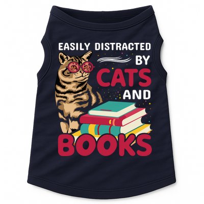 Easily Distracted By Cats And Books Doggie Tank