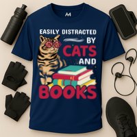 Easily Distracted By Cats And Books Performance Shirt
