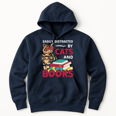 Easily Distracted By Cats And Books Hoodie