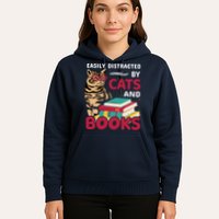 Easily Distracted By Cats And Books Hoodie
