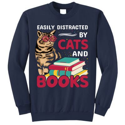 Easily Distracted By Cats And Books Sweatshirt