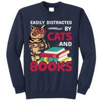 Easily Distracted By Cats And Books Sweatshirt