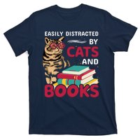 Easily Distracted By Cats And Books T-Shirt