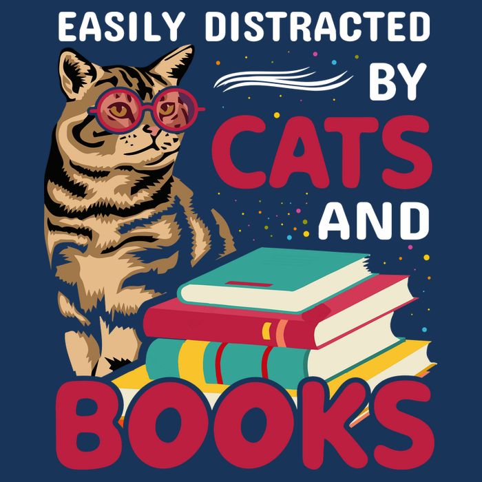 Easily Distracted By Cats And Books 7-Panel Snapback Hat