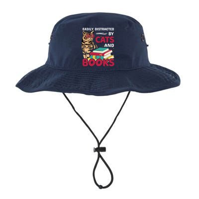Easily Distracted By Cats And Books Bucket Hat