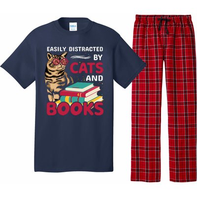 Easily Distracted By Cats And Books Pajama Set