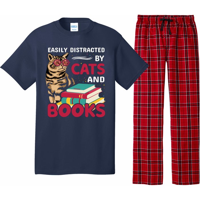 Easily Distracted By Cats And Books Pajama Set