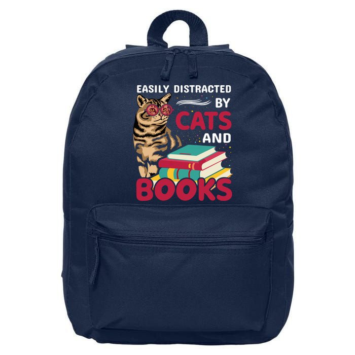 Easily Distracted By Cats And Books 16 in Basic Backpack