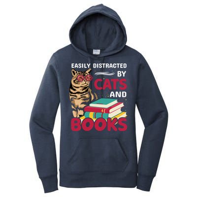 Easily Distracted By Cats And Books Women's Pullover Hoodie