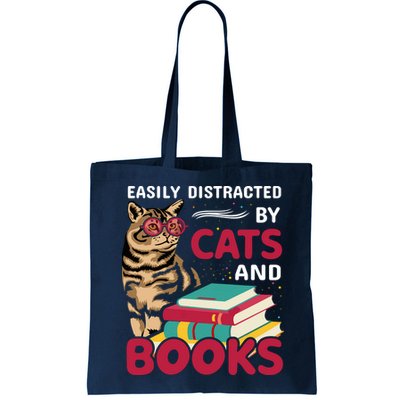 Easily Distracted By Cats And Books Bag