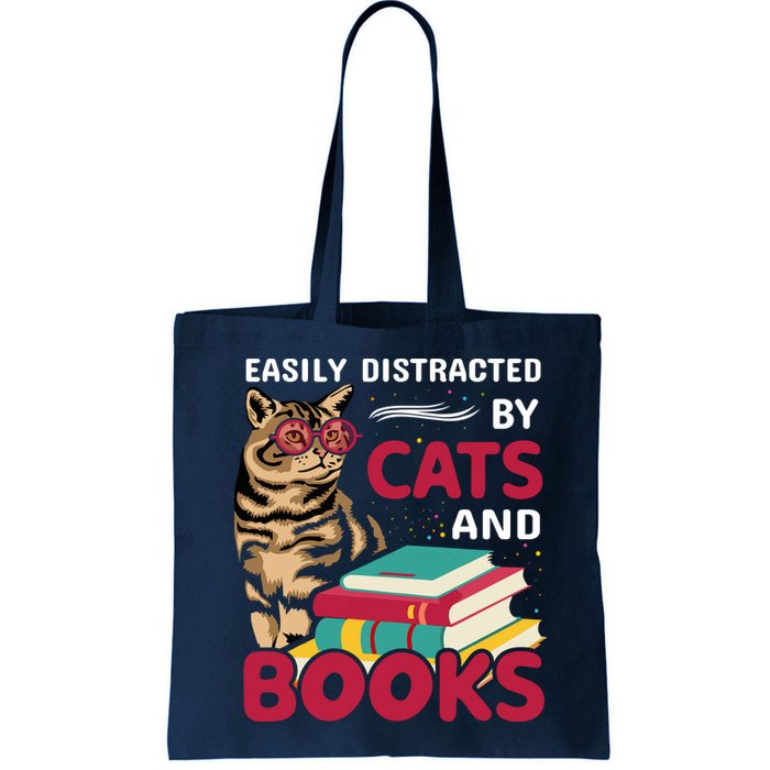 Easily Distracted By Cats And Books Bag