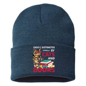 Easily Distracted By Cats And Books Sustainable Knit Beanie